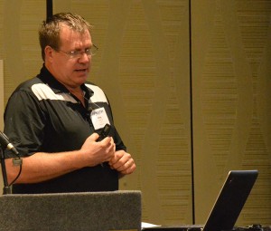Greg Lay, live production manager for Pilgrim’s, speaking at USPOULTRY’s Hatchery-Breeder Clinic in Nashville, Tenn.