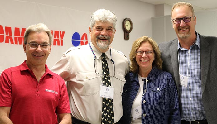 From Left to Right: Jamesway President; Christopher Omiecinski, Dr. Scott Gillingham; Aviagen North America, Gwen Zellen: Chicken Farmers of Ontario and Dr. Stewart Ritchie: Canadian Poultry Consultants 