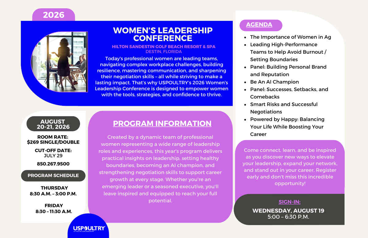 USPOULTRY’s Women’s Leadership Conference to focus on professional growth and resiliency
